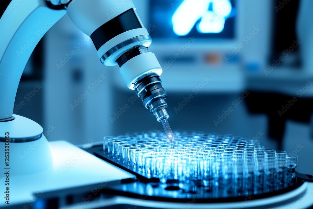Poster scientific microscope analyzing samples in laboratory setting