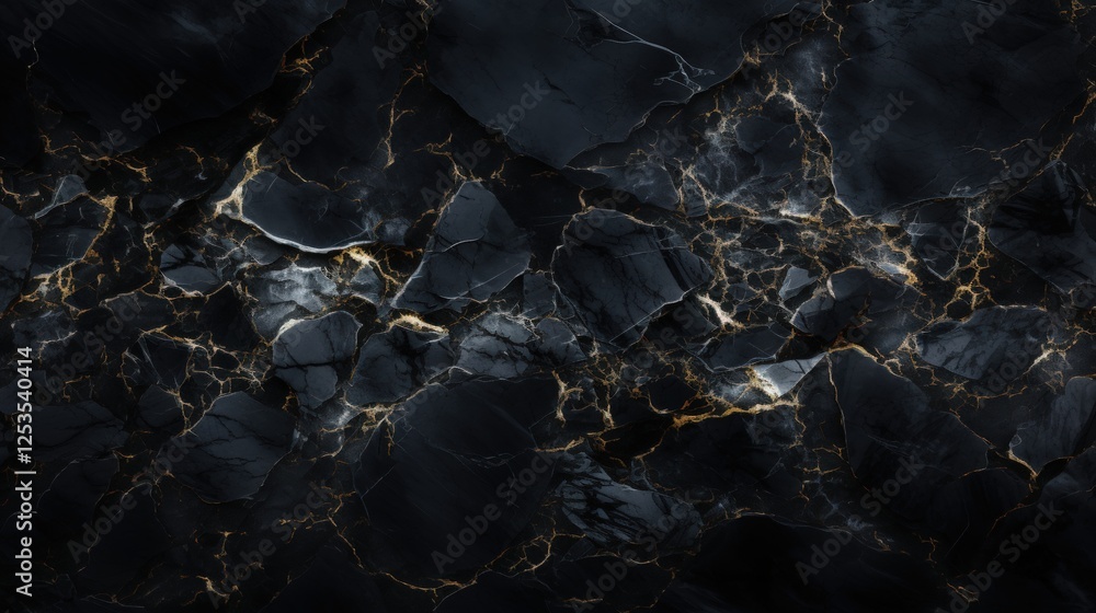 Poster natural black marble texture with intricate veining and elegant glossy finish suitable for various d