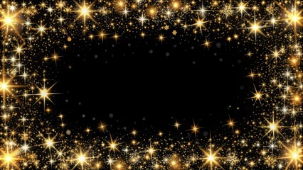 Stars and sparkles border on a black background
