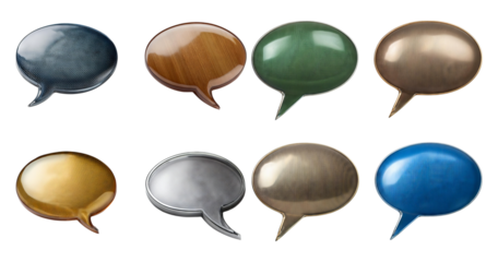 Colorful Glossy Speech Bubbles for Communication and Dialogue Design, isolated on transparent background