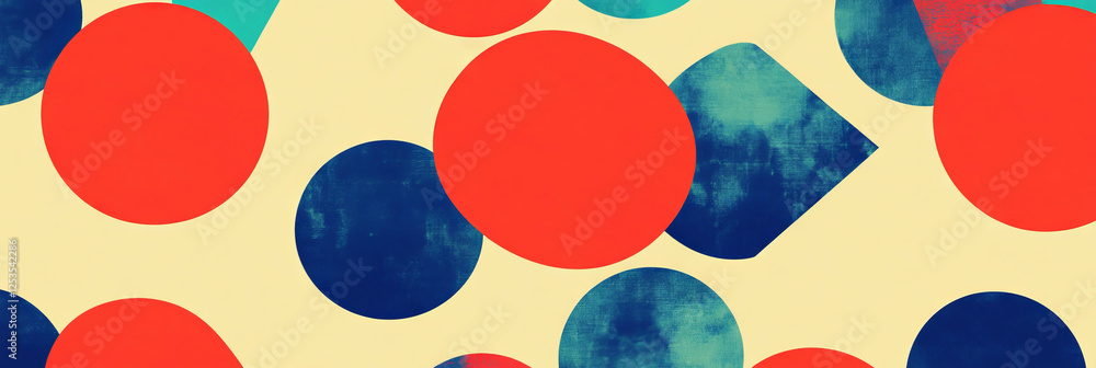 Poster colorful seamless pattern of circles and triangles for modern banner design