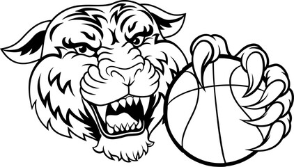A tiger basketball ball team cartoon animal sports mascot