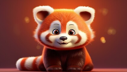 Fototapeta premium Roter Pandabär, bordeaux Hintergrund