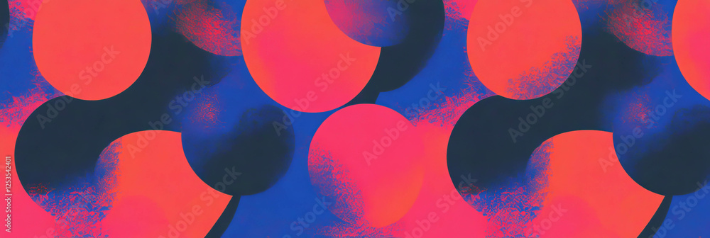 Poster Vibrant seamless pattern featuring circles and triangles creating intricate shapes