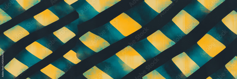 Poster Geometric design featuring alternating squares and diamonds in a seamless pattern