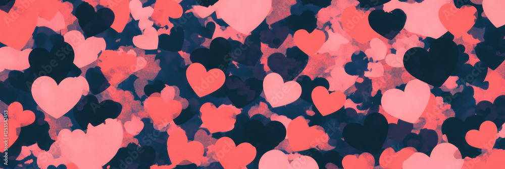 Aufkleber seamless pattern of scattered hearts in various sizes for creative banners and backgrounds