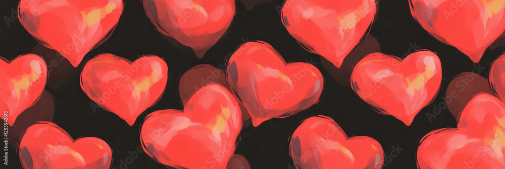 Poster Seamless pattern of large hearts arranged in rows and columns for creative backgrounds