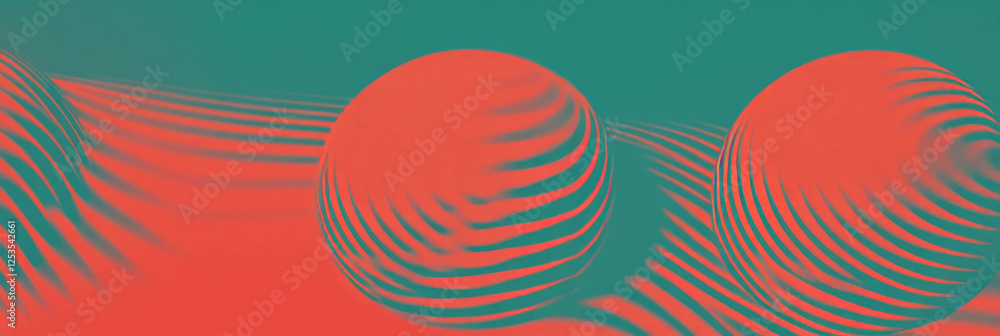 Poster Overlapping circles creating a moire effect in seamless pattern design for modern backgrounds