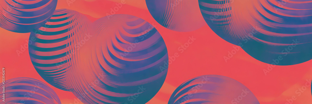 Aufkleber large overlapping circles forming a moire effect in vibrant colors for background designs