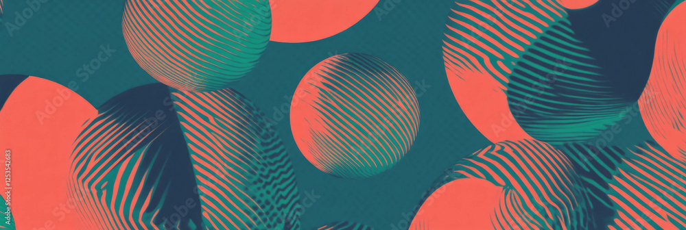 Aufkleber Large overlapping circles create a unique moire effect in seamless pattern design for banners