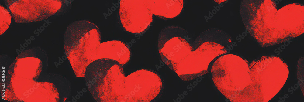 Poster Seamless pattern of overlapping hearts creating depth for banners and backgrounds