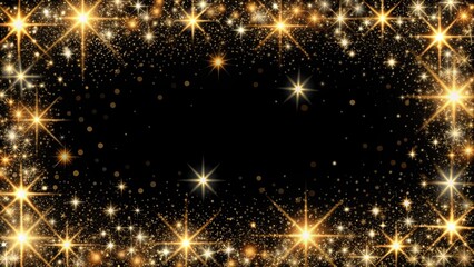 Fototapeta premium Stars and sparkles border on a black background 