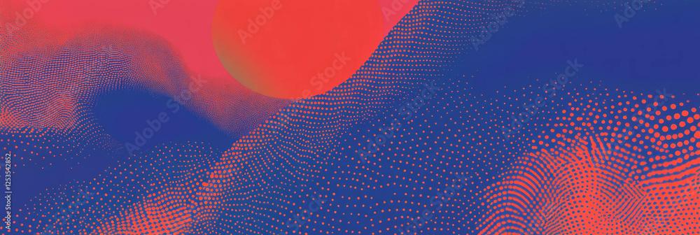 Fototapete Seamless pattern of small circles in a wave-like design for background use