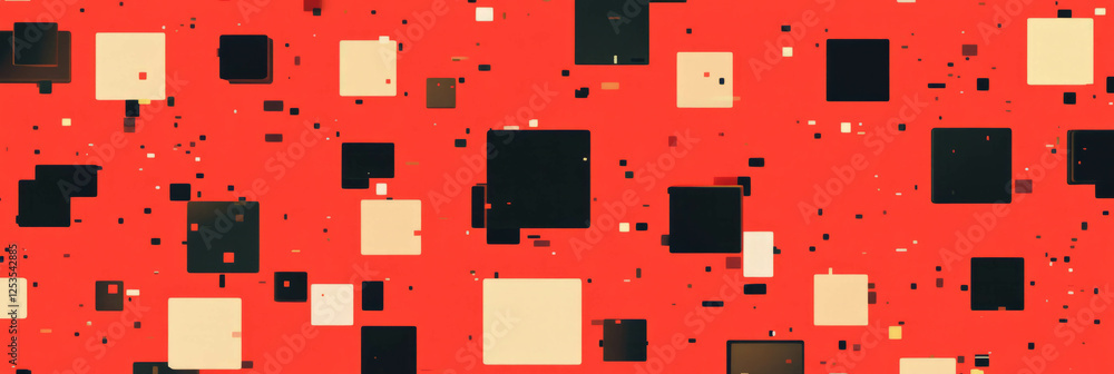 Poster seamless pattern of small squares with varying density on a vibrant background for creative designs