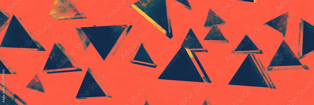 Poster Dynamic seamless pattern of triangles in diverse orientations for vibrant backgrounds