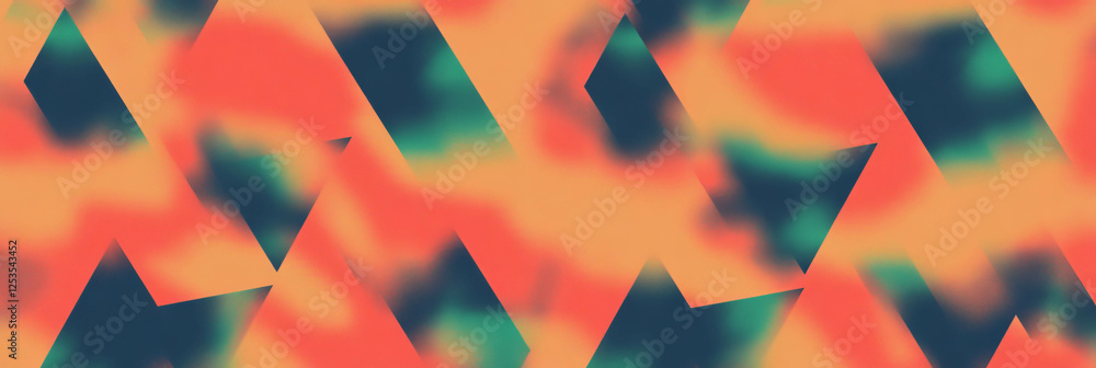 Poster seamless fractal-like triangle pattern in vibrant colors for contemporary design use