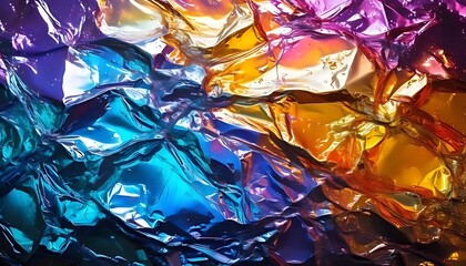 Abstract colorful metallic foil pattern background.