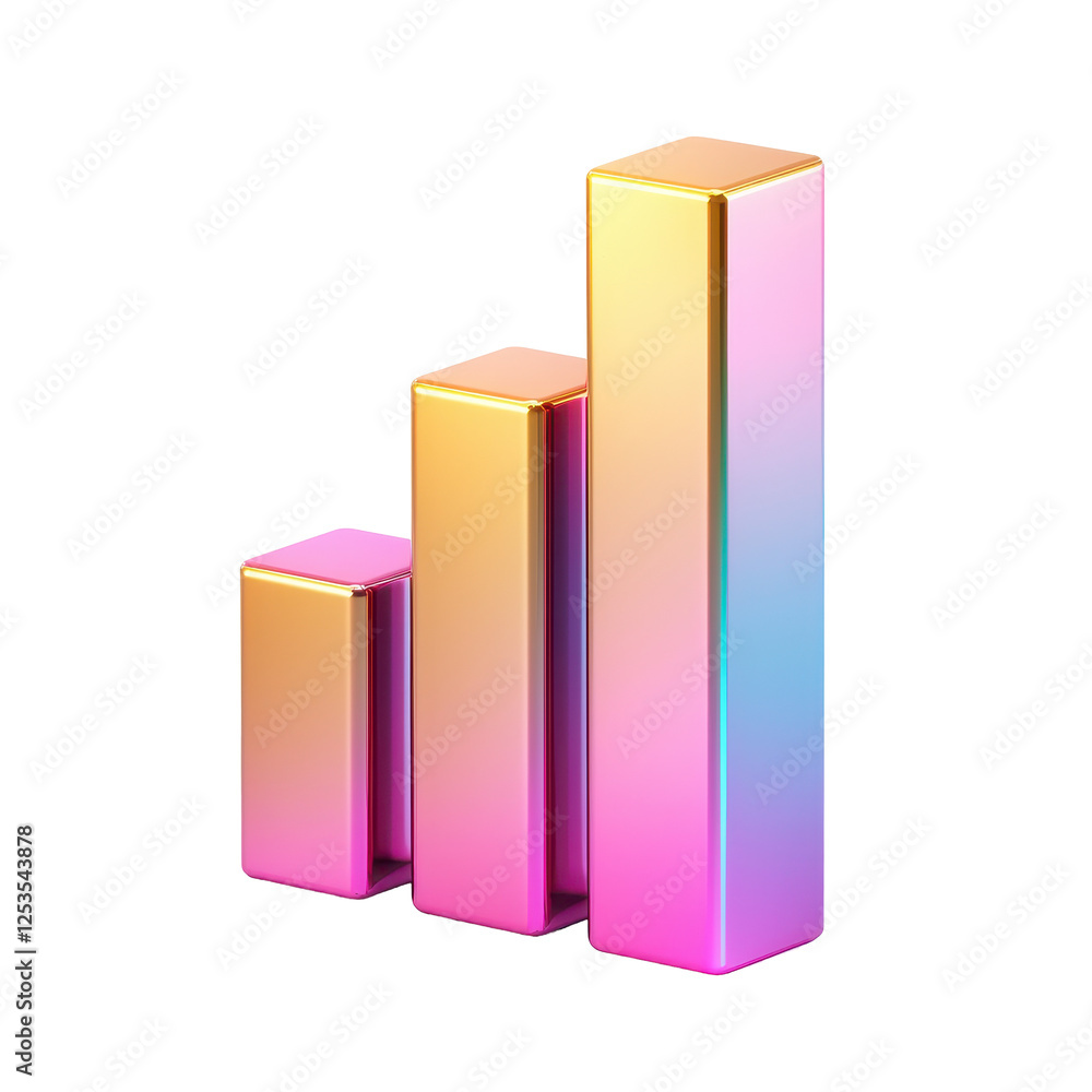 Aufkleber 3d gradient bar chart representing analytics and growth