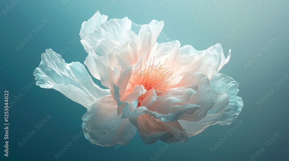 Aufkleber phantom bloom, ethereal translucent petals float gracefully, radiating a soft inner glow, creating a