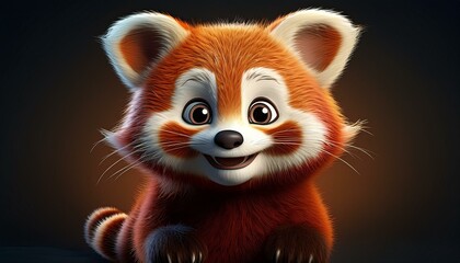 Obraz premium Roter Pandabär, schwarzer Hintergrund