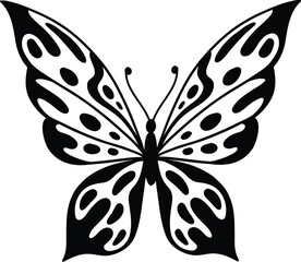 Drawing butterfly. Stencil butterfly, moth wings and flying insect. Butterflies tattoo sketch, fly insect black hand drawn engraving. Isolated vector illustration icon.