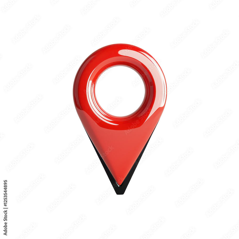 Poster 3d red location pin icon for navigation and mapping applications