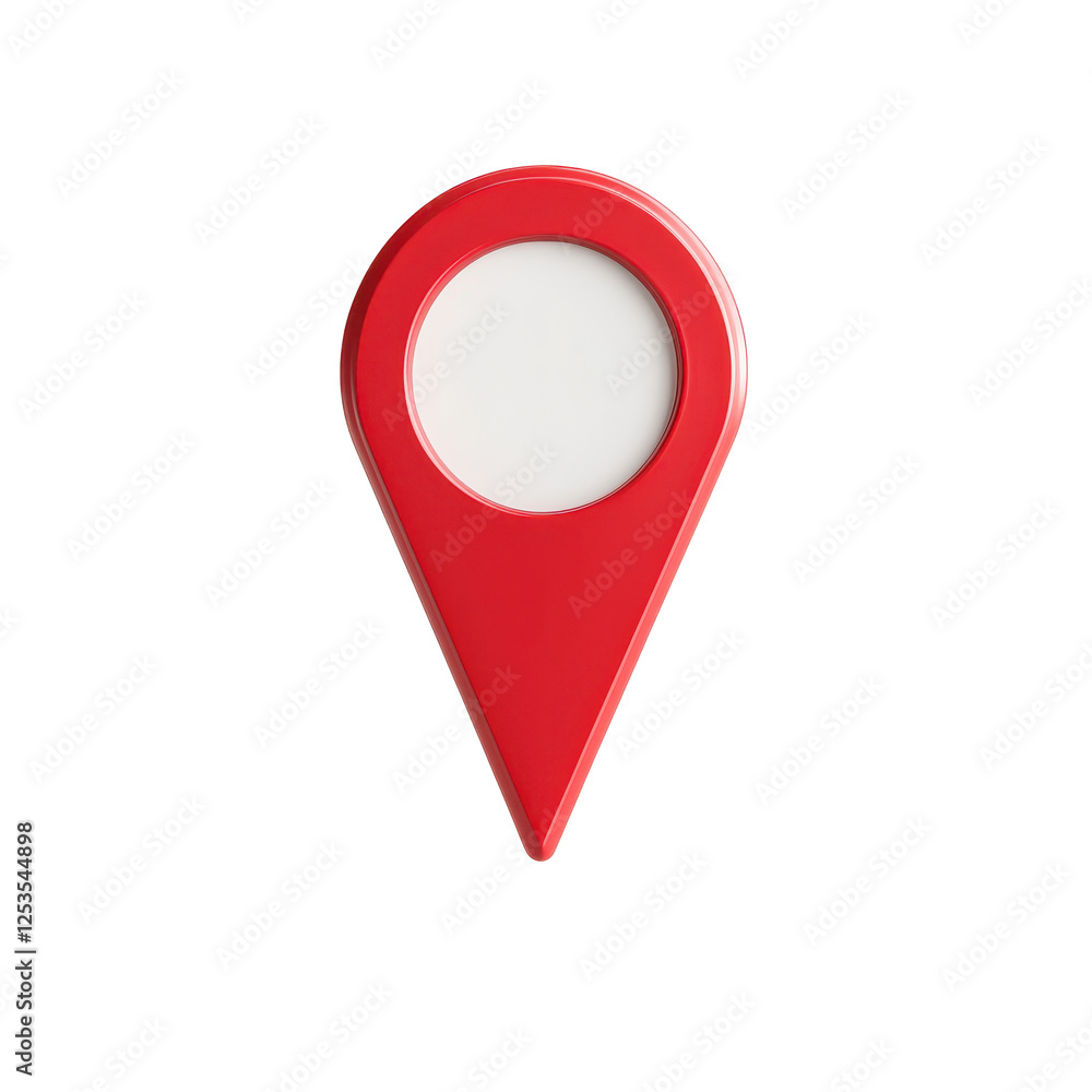 Poster red location pin icon for navigation and mapping applications
