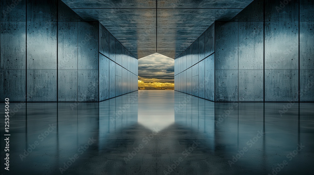 Aufkleber symmetrical geometric shapes in modern architecture urban setting digital art contemporary design pe
