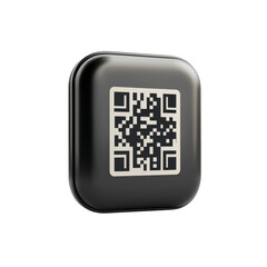 3D rendered QR code icon on transparency background, symbolizing digital payment