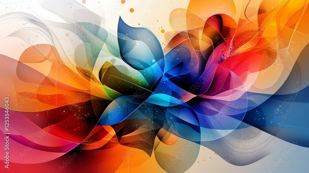 Aufkleber abstract digital art geometric shapes pulsate to music's rhythm in a dance of vibrant colors and vis