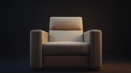 Modern Armchair with Soft Upholstery Against Black Background