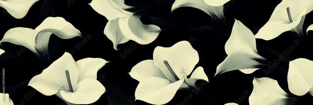 Poster seamless pattern with abstract lilies featuring bold african-inspired designs and textures