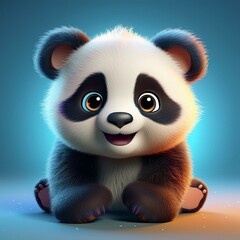 Niedlicher Pandab&auml;r, blauer Hintergrund