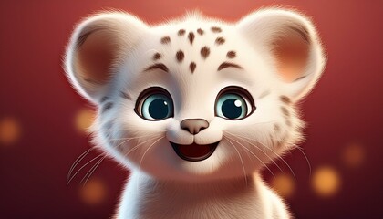 Niedliches Puma Baby, roter Hintergrund