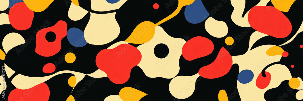 Poster seamless floral and geometric pattern featuring bold colors and smooth lines in vibrant design