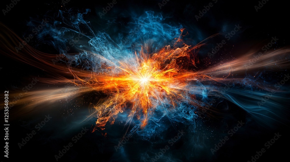 Aufkleber radiant light convergence cosmic explosion digital art abstract universe dynamic perspective energy 
