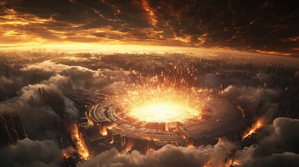 A steel manufacturing plant with molten metal pouring into molds, sparks flying as the process continues