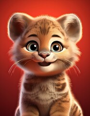 Obraz premium Puma Baby, roter Hintergrund