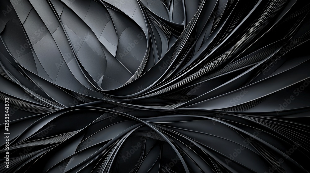 Poster dynamic black and white abstract design digital art modern aesthetics sharp lines high-contrast visu
