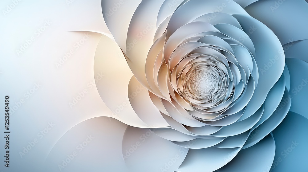 Fototapete soft gradient circles transforming into subtle floral patterns abstract digital art aesthetic design