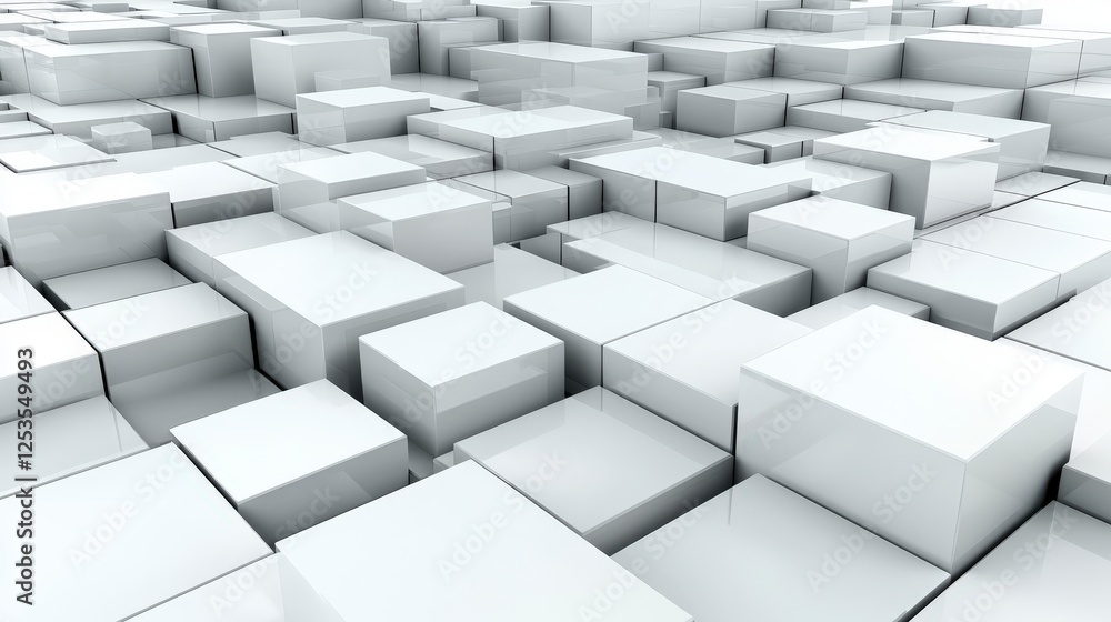 Poster Fluid synchronization of stacked squares in digital art virtual space 3d animation abstract environment aerial view