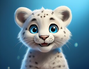 Niedliches Puma Baby, blauer Hintergrund