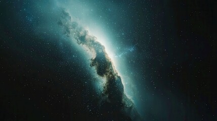 Fototapeta premium Veil of Starlight, an infinite expanse of the cosmos adorned with swirling celestial dust, creating a serene and enchanting night sky filled with wonder.