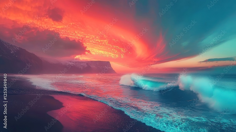 Poster velvet aurora dance, soft waves of color ripple across the sky, hues shift in an endless celestial d