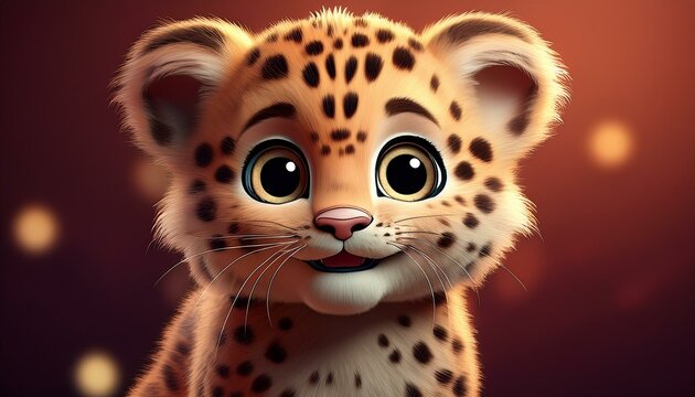 Niedliches Leopardenbaby, brauner Hintergrund