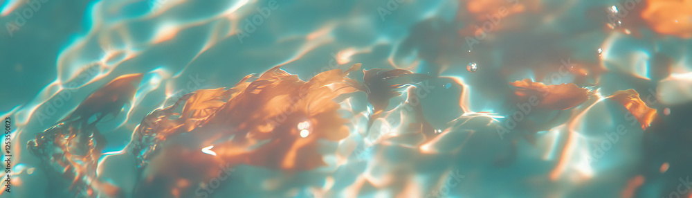 Poster close-up of wet seaweed showing varied textures on shore with bright background