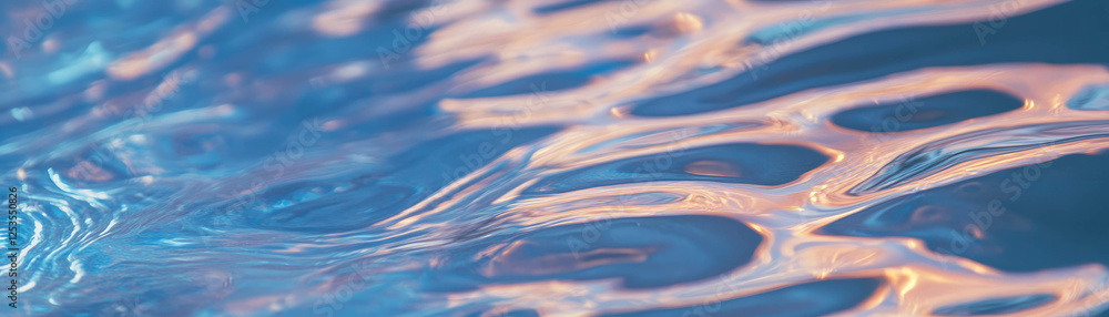 Poster Close-up view of wet sand with intricate wave patterns and bright background