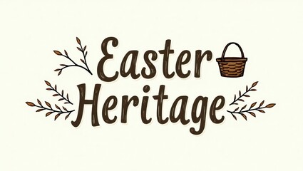 Celebrate Easter Heritage Festive Typography with Basket and Branches Design