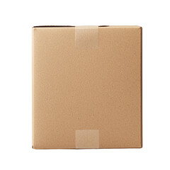 Plain brown cardboard box with tape, ideal for packaging and shipping