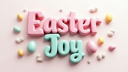 Easter Joy Pastel Pink and Mint 3D Letters with Decorated Eggs